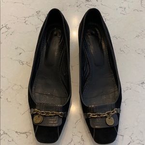 J.Crew Black Suede Leather Low Heels Size 8